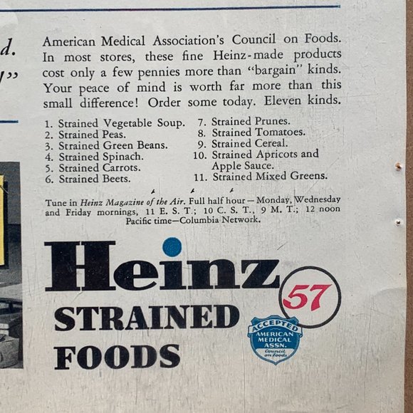 1936 Heinz Strained Baby Foods Print Ad Cute Colorful 14” x 10” - Picture 5 of 8